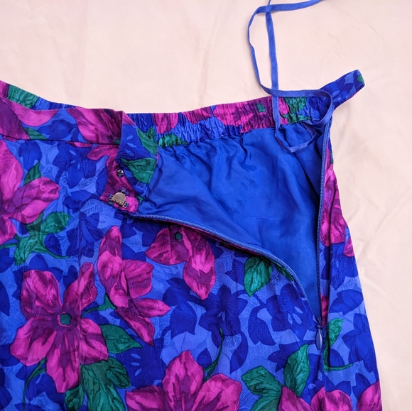 Vintage 100% silk dazzling floral pleated pencil skirt - Picture 10 of 16